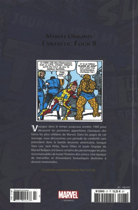 Verso de l'album Marvel Origines N° 27 Fantastic Four 8