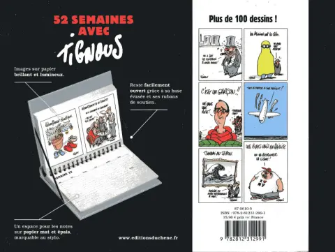Verso de l'album Tignous. Calendrier perpétuel 52 semaines