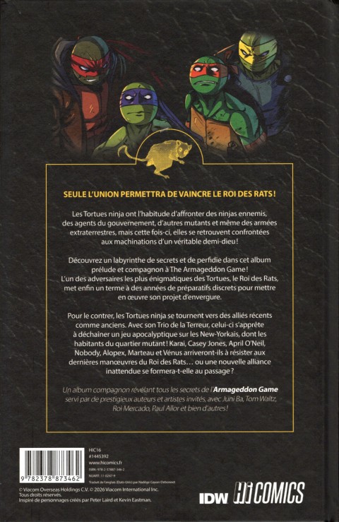 Verso de l'album Teenage Mutant Ninja Turtles - Les Tortues Ninja Armageddon Game : Ouverture & Alliance