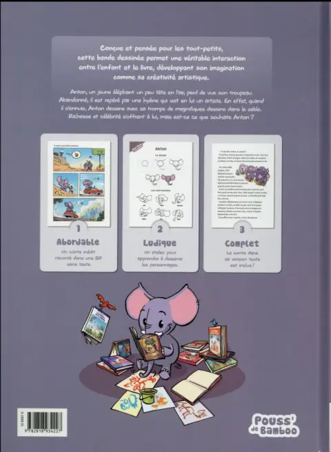 Verso de l'album Anton l'éléphant peintre