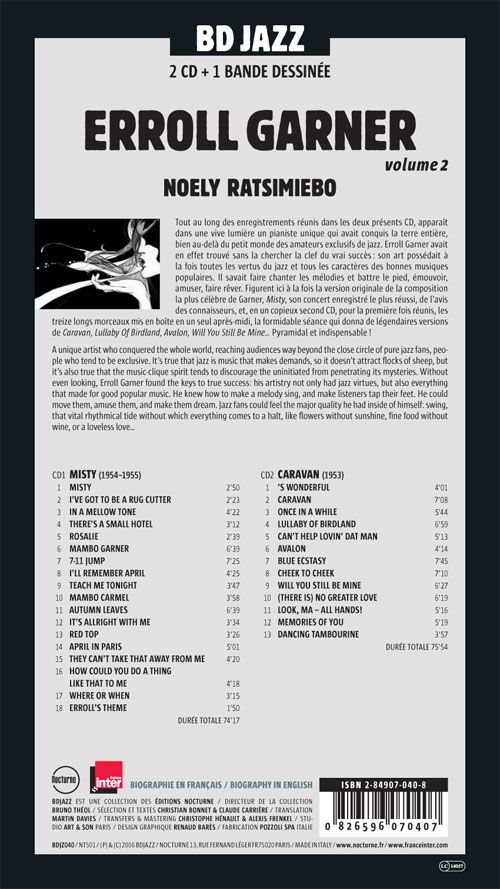 Verso de l'album BD Jazz Errol Garner - Volume 2