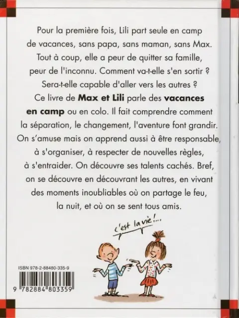 Verso de l'album Ainsi va la vie Tome 80 Lili part en camp de vacances