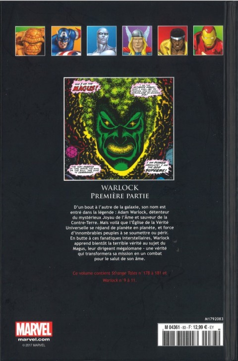 Verso de l'album Marvel Comics - La collection de référence Tome 83 Warlock - Première Partie