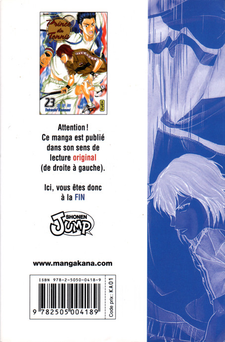 Verso de l'album Prince du tennis Tome 23