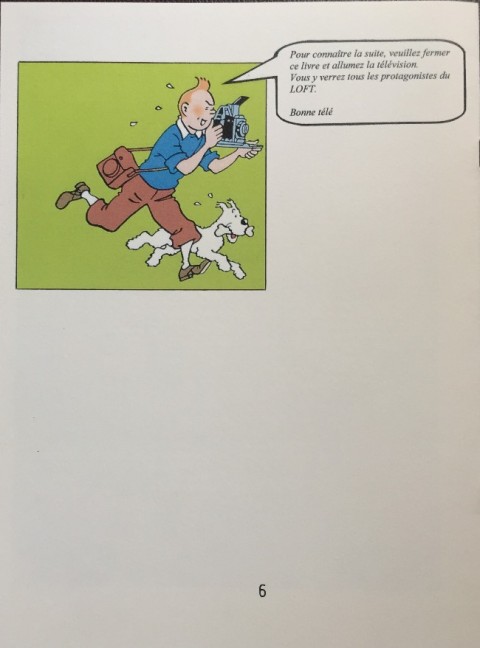 Verso de l'album Tintin Tintin dans Loft Story