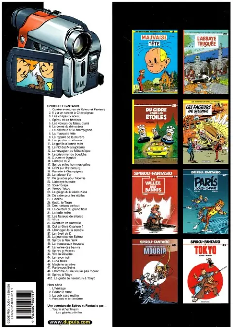 Verso de l'album Spirou et Fantasio Tome 9 Le repaire de la murène
