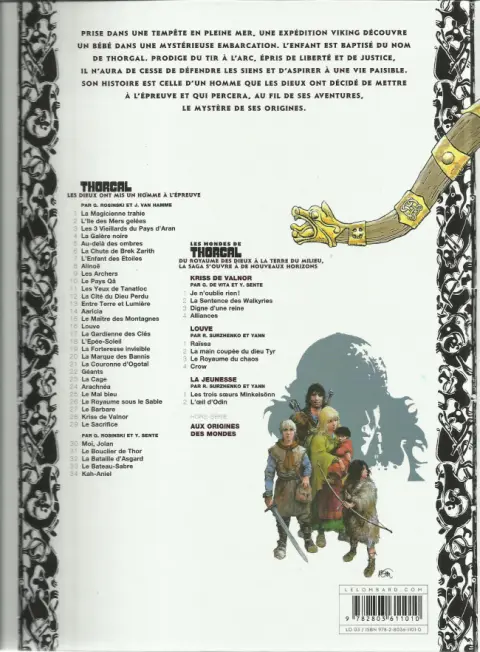 Verso de l'album Thorgal Tome 20 La Marque des Bannis