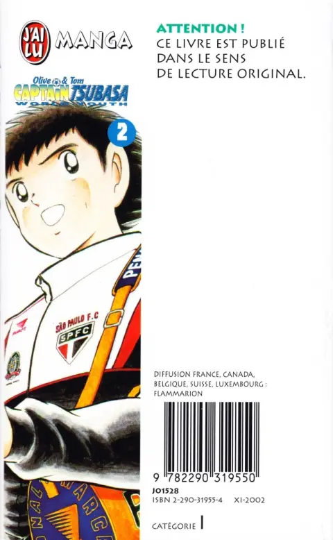 Verso de l'album Captain Tsubasa (Olive & Tom) - World Youth Tome 2 L'Enfant de Dieu
