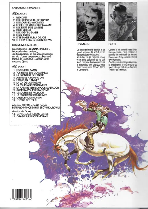 Verso de l'album Comanche Tome 2 Les guerriers du desespoir