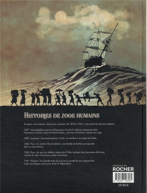 Verso de l'album D'Onyx et de Bronze Histoires de Zoos Humains