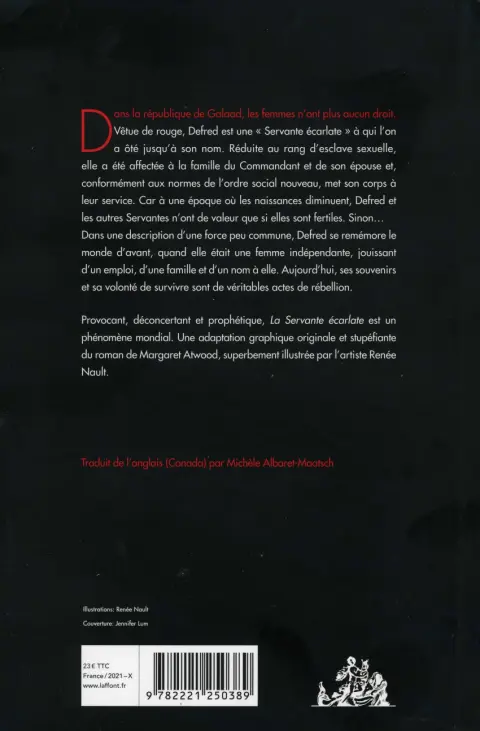 Verso de l'album La servante écarlate Le roman graphique