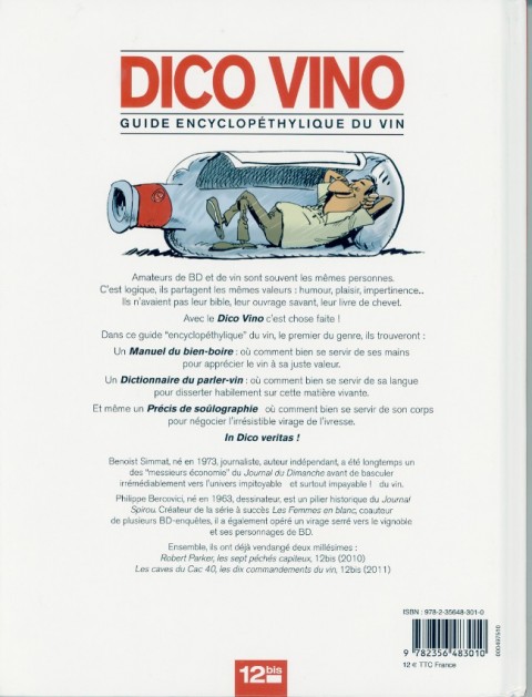 Verso de l'album Dico Vino : Guide Encyclopéthylique du vin Le vin français expliqué à Parker