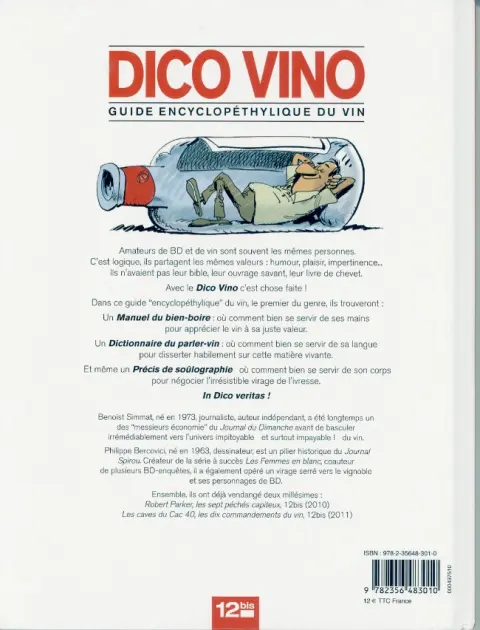 Verso de l'album Dico Vino : Guide Encyclopéthylique du vin Le vin français expliqué à Parker