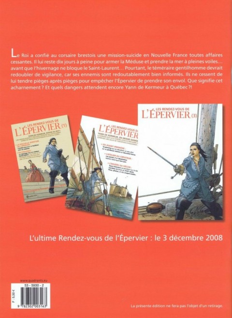 Verso de l'album Les rendez-vous de l'Épervier (2)