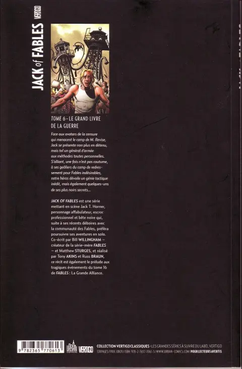 Verso de l'album Jack of Fables Tome 6 Le grand livre de la guerre