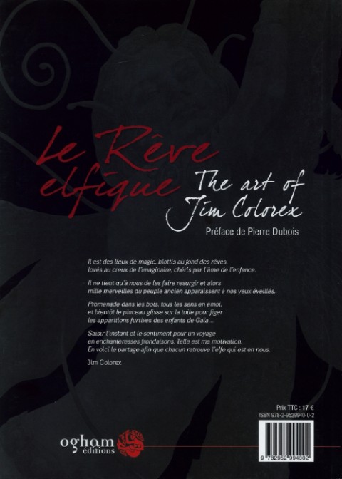 Verso de l'album Le Rêve elfique The art of Jim Colorex