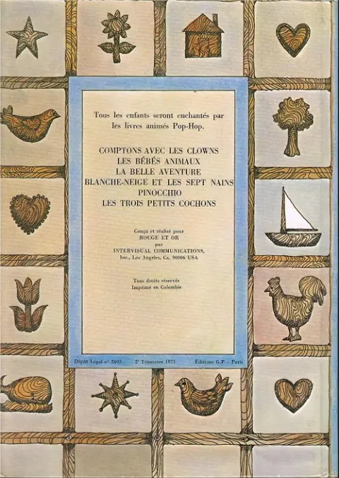 Verso de l'album Pinocchio