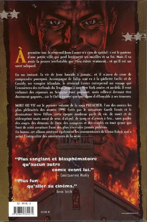 Verso de l'album Preacher Tome 1 Mort ou vif
