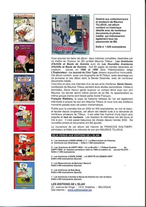 Verso de l'album Achille & Boule-de-gomme Achille et Boule-de-gomme