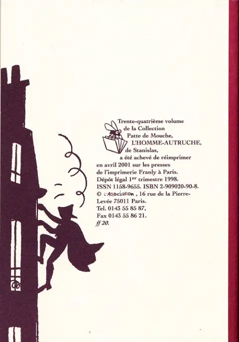 Verso de l'album L'Homme autruche