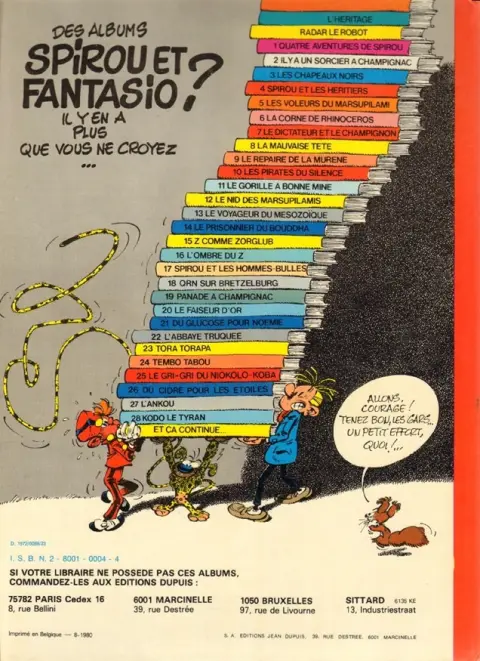 Verso de l'album Spirou et Fantasio Tome 2 Il y a un sorcier à Champignac