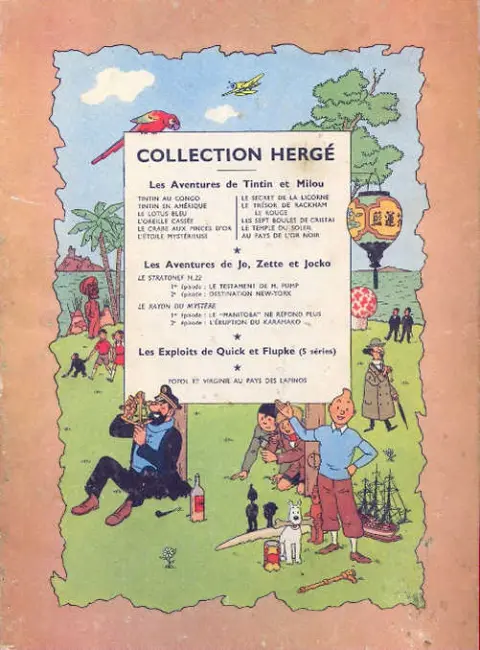 Verso de l'album Tintin Tome 2 Tintin au Congo