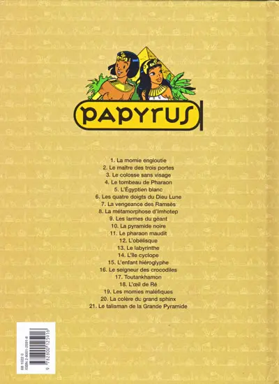 Verso de l'album Papyrus Tome 21 Le talisman de la grande pyramide
