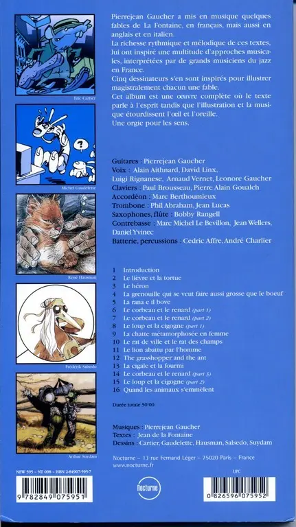 Verso de l'album BD Music La Fontaine & le Gaucher