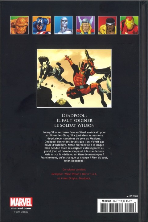 Verso de l'album Marvel Comics - La collection de référence Tome 84 Deadpool - Il Faut Soigner le Soldat Wilson