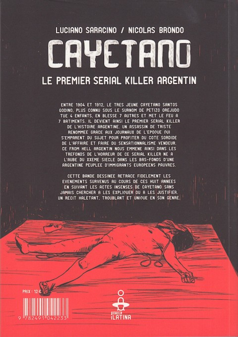 Verso de l'album Cayetano Le premier serial killer argentin