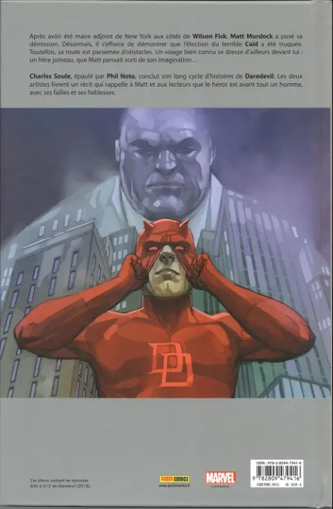 Verso de l'album Daredevil Legacy Tome 3 La mort de daredevil