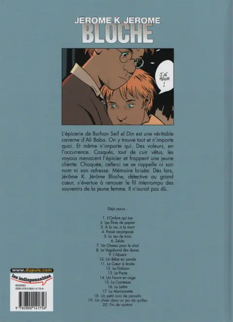 Verso de l'album Jérôme K. Jérôme Bloche Tome 14 Un fauve en cage