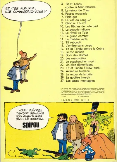 Verso de l'album Tif et Tondu Tome 14 La matière verte