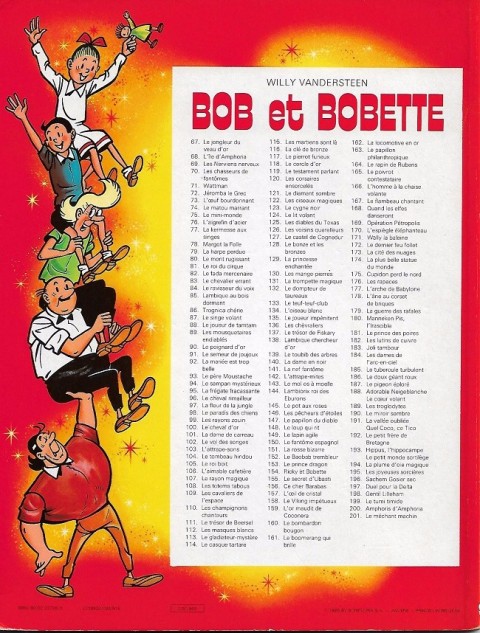 Verso de l'album Bob et Bobette Tome 191 La vallée oubliée