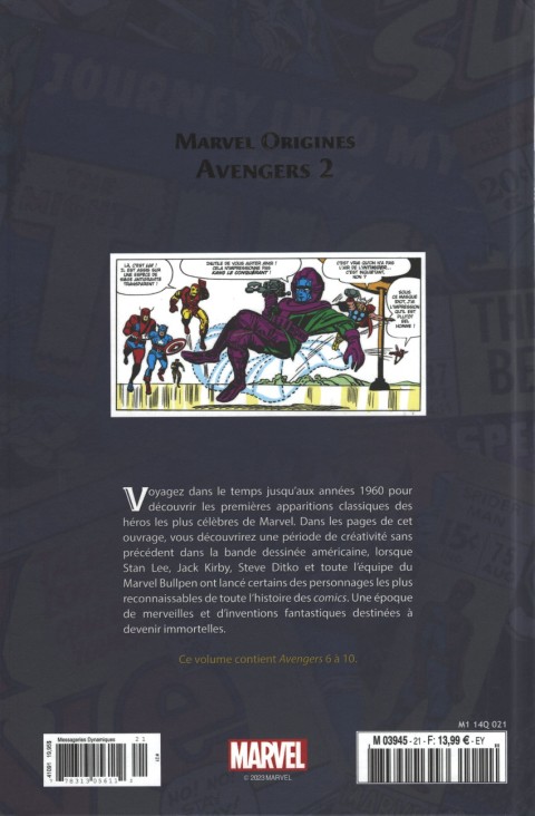 Verso de l'album Marvel Origines N° 21 Avengers 2