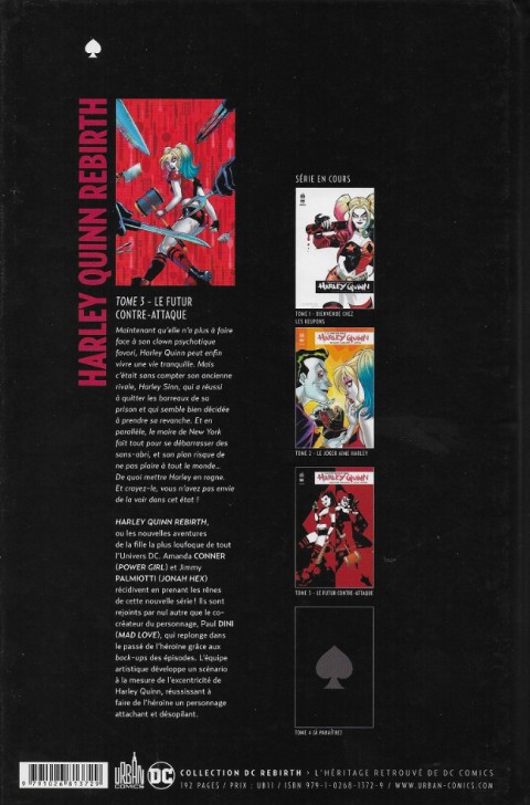 Verso de l'album Harley Quinn Rebirth Tome 3 Le futur contre-attaque