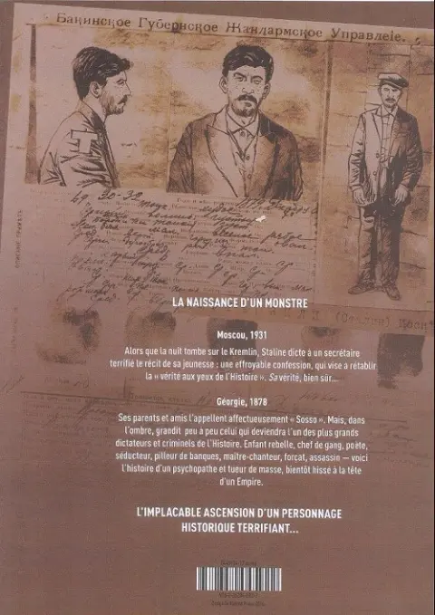 Verso de l'album La Jeunesse de Staline Tome 1 Sosso