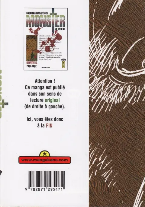 Verso de l'album Monster Chapitre 10 Pique-nique
