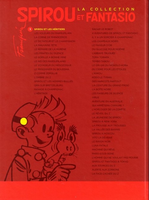 Verso de l'album Spirou et Fantasio La collection Tome 1 Spirou et les héritiers