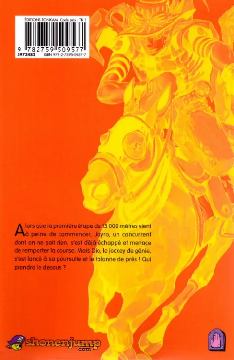Verso de l'album Jojo's Bizarre Adventure : Steel Ball Run Vol. 2 1st Stage 15 000 mètres