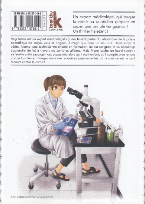 Verso de l'album Trace : Experts en Sciences Médicolégales 1