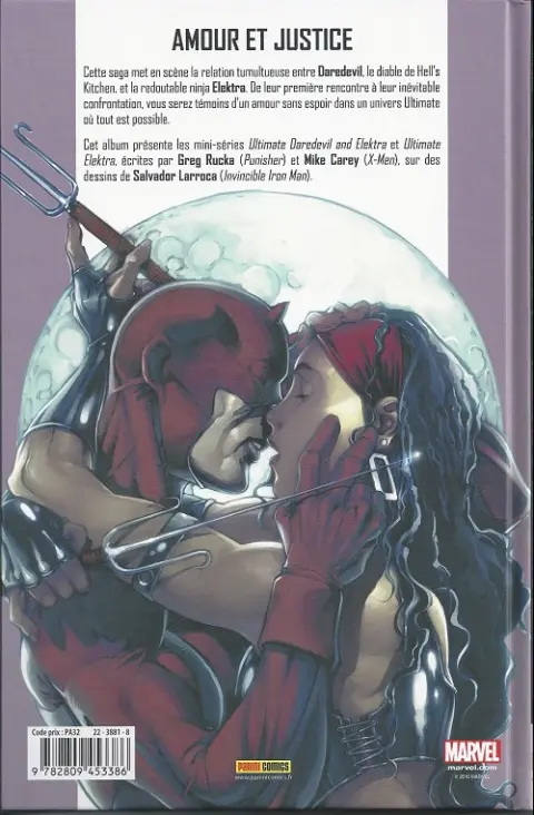 Verso de l'album Ultimate Daredevil & Elektra - La part du Diable