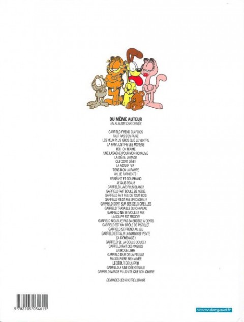 Verso de l'album Garfield Tome 9 La bonne vie !