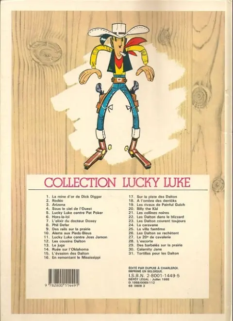 Verso de l'album Lucky Luke Tome 9 Des rails sur la prairie