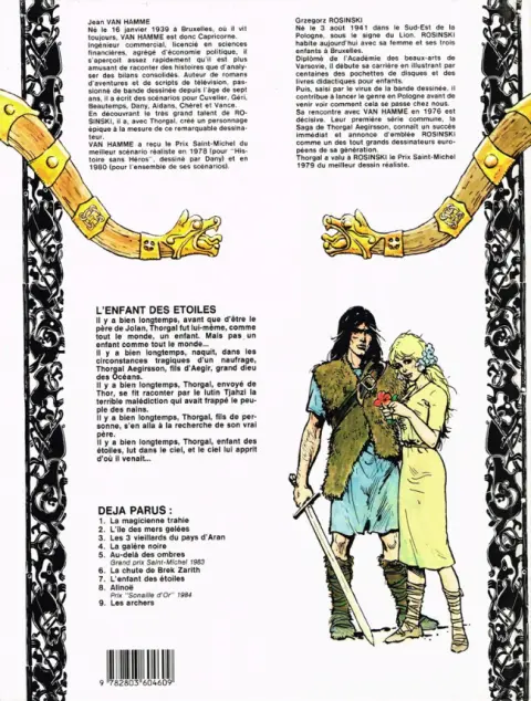 Verso de l'album Thorgal Tome 7 L'enfant des étoiles