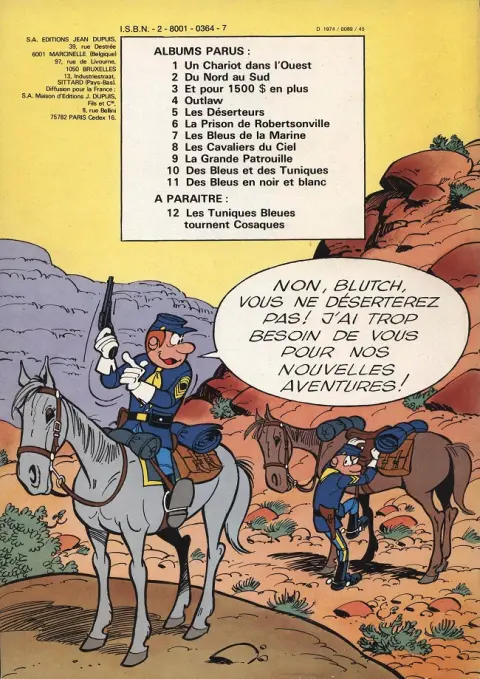 Verso de l'album Les Tuniques Bleues Tome 5 Les déserteurs