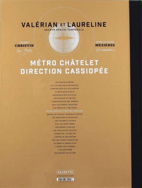 Verso de l'album Valérian Tome 9 Métro Châtelet direction Cassiopée