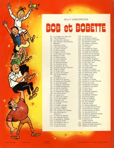Verso de l'album Bob et Bobette Tome 169 Opération Pétropolis