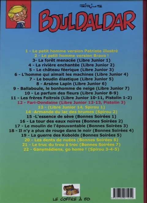 Verso de l'album Bouldaldar et Colégram Tome 12 Fari-Dondaine, suivi de D'Artimon