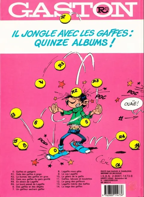Verso de l'album Gaston Tome 5 Le lourd passé de Lagaffe